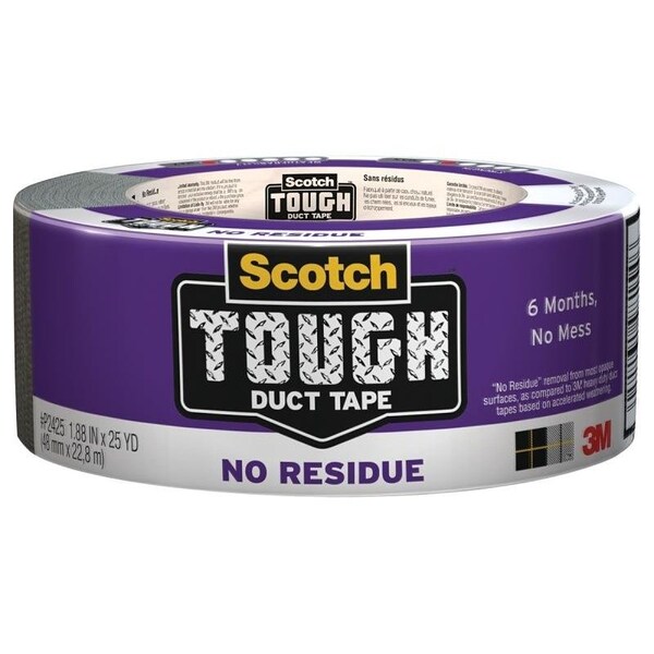 Scotch Tough Duct Tape, 25 yd L, 188 in W, Cloth Backing, Gray P2425 Zoro